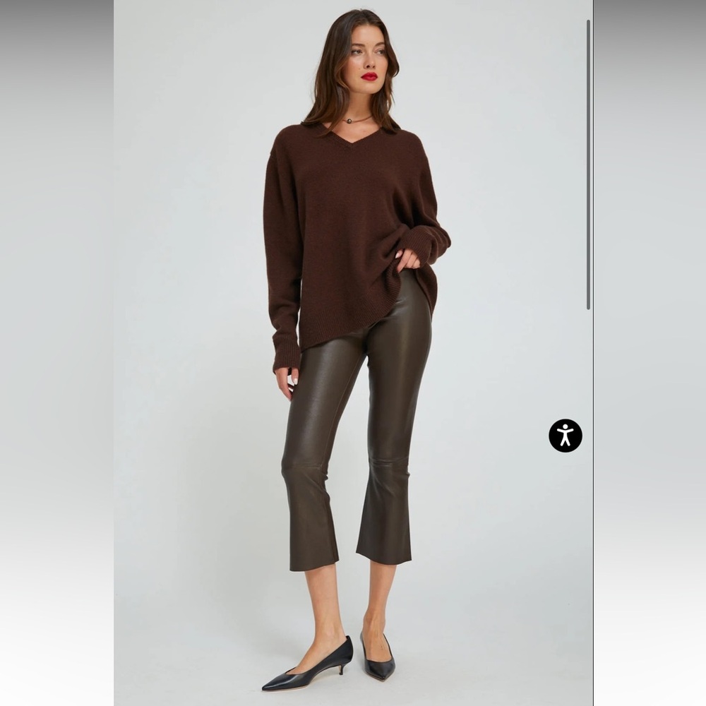 SPRWMN LEATHER CROP FLARE Pants size xs - Picture 2 of 9